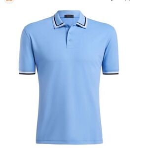 G/FORE Mens Performance Golf Polo Shirt Light Blue Tipped Collar Size L